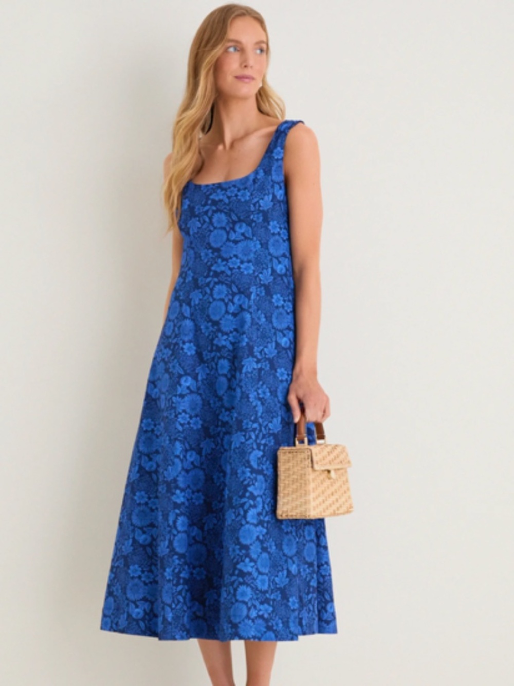 Tuckernuck- HYACINTH HOUSE- Cobalt Blue Dahlia Floral Catie Dress, Size Small
